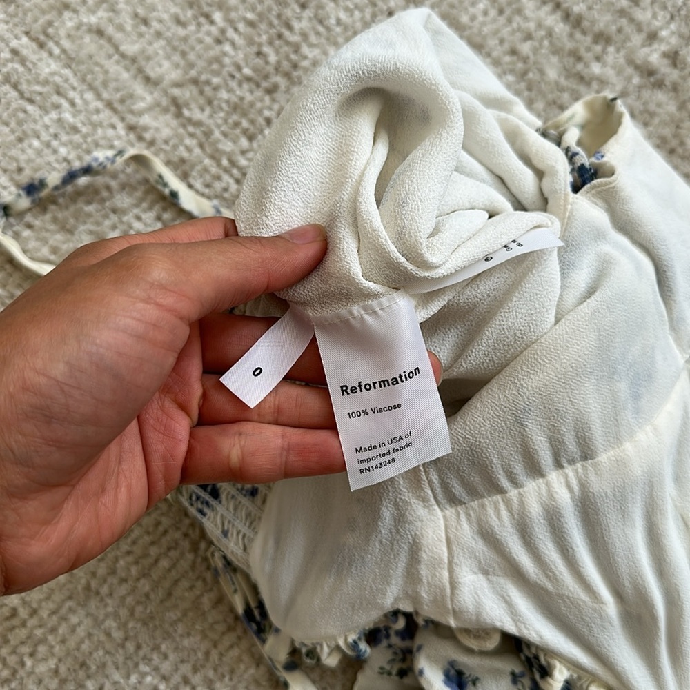 Reformation White and Blue Floral Mini Dress - Picture 6 of 6